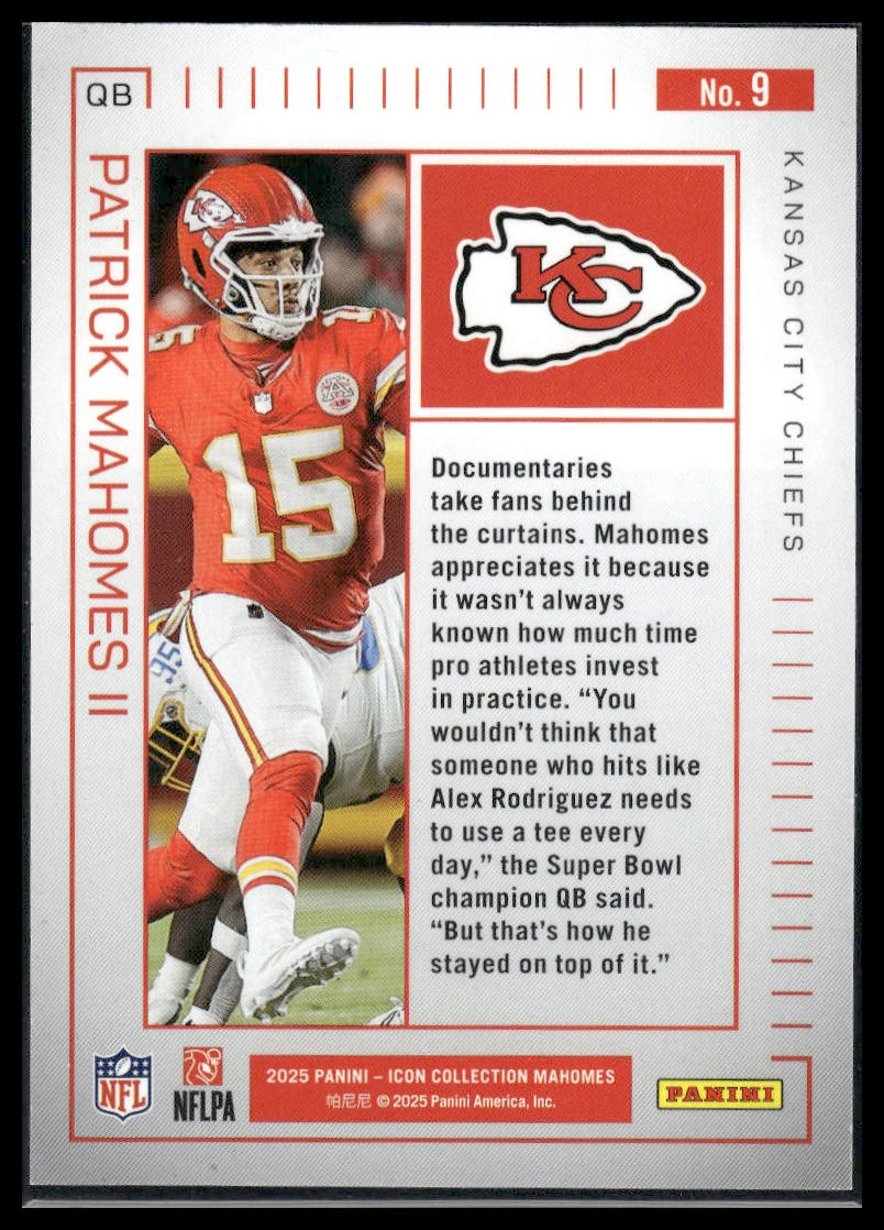 2025 Panini Authentically Mahomes Icon Collection #9 Patrick Mahomes II