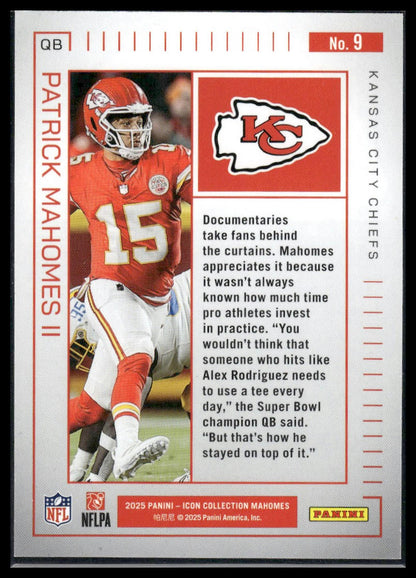 2025 Panini Authentically Mahomes Icon Collection #9 Patrick Mahomes II