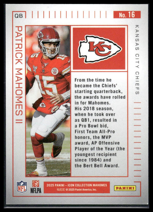 2025 Panini Authentically Mahomes Icon Collection #16 Patrick Mahomes II