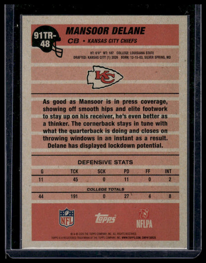 2026 Topps Flagship #91TR-48 Mansoor Delane 1991 Throwback