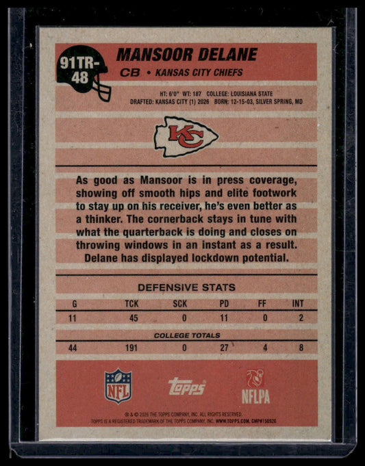 2026 Topps Flagship #91TR-48 Mansoor Delane 1991 Throwback