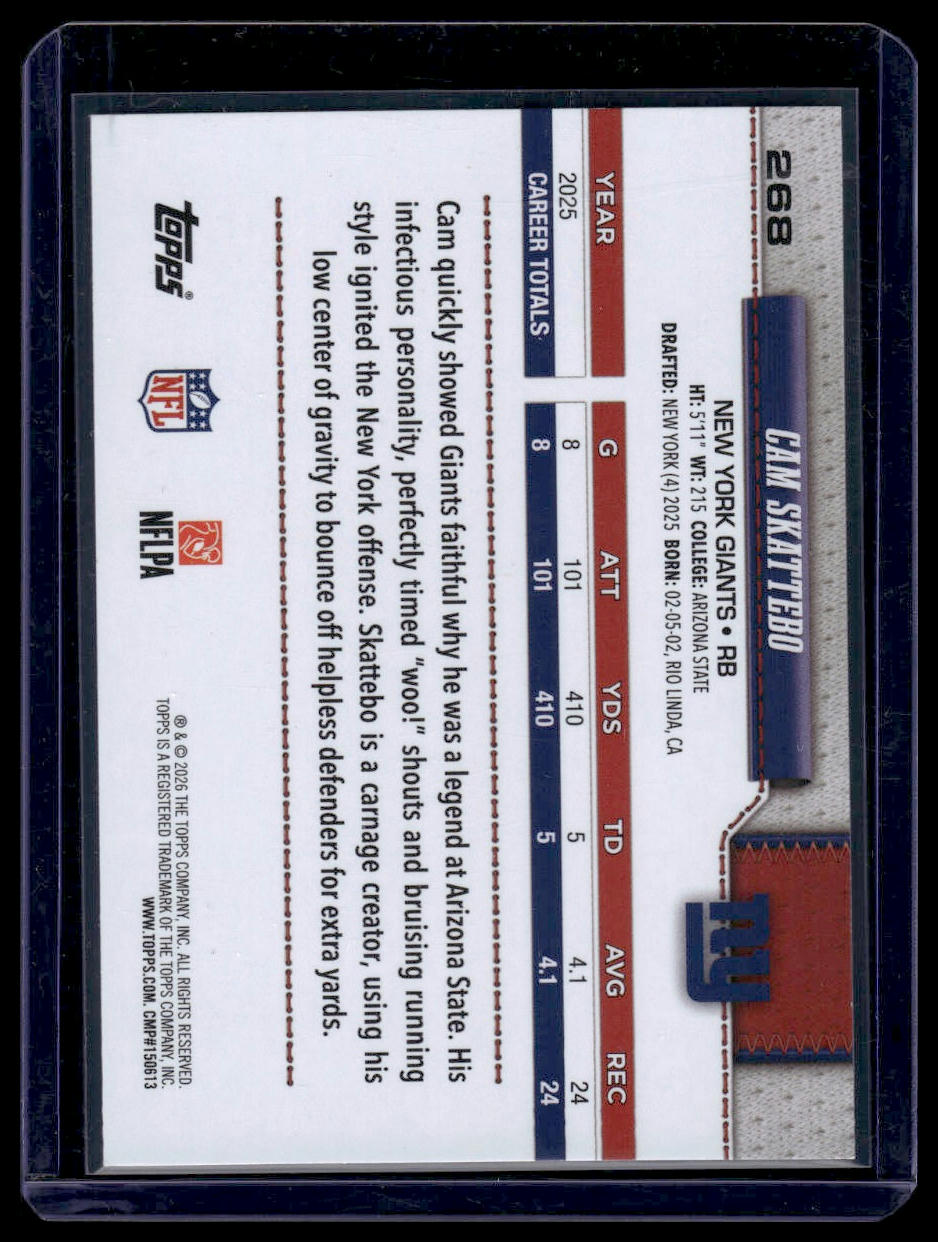2026 Topps Flagship #268 Cam Skattebo
