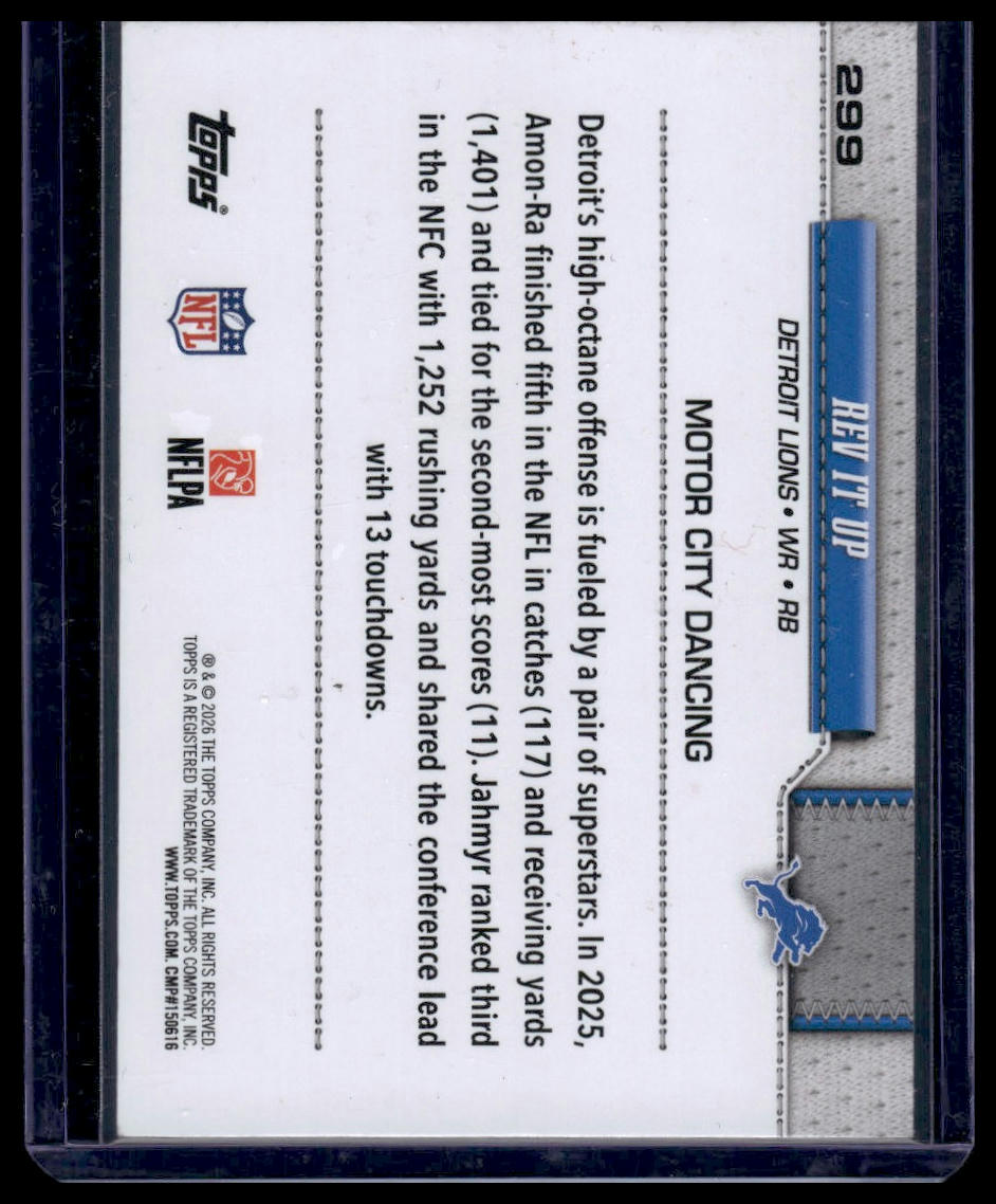 2026 Topps Flagship #299 Rev It Up (Detroit Lions) Pigskin Texture Foil