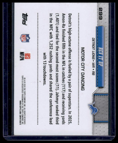 2026 Topps Flagship #299 Rev It Up (Detroit Lions) Pigskin Texture Foil