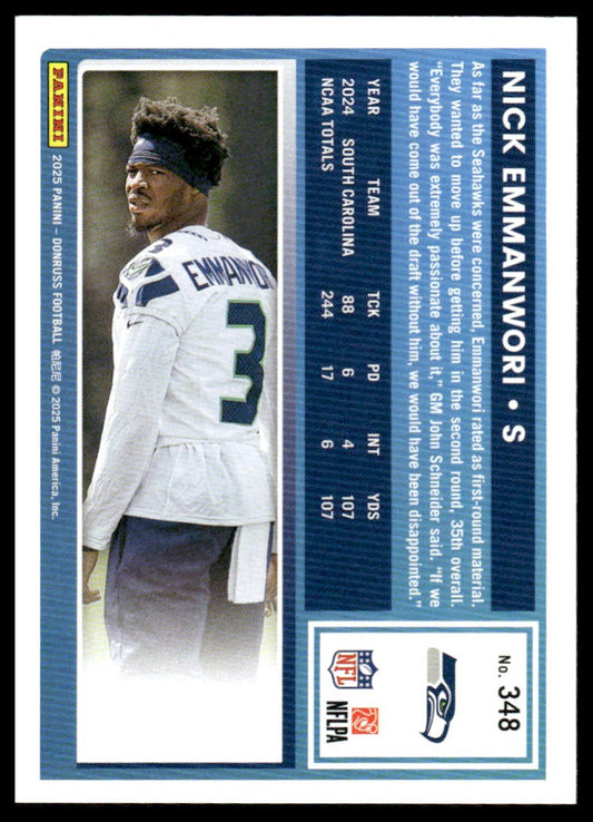 Nick Emmanwori 2025 Donruss #348 Press Proofs Yellow RC