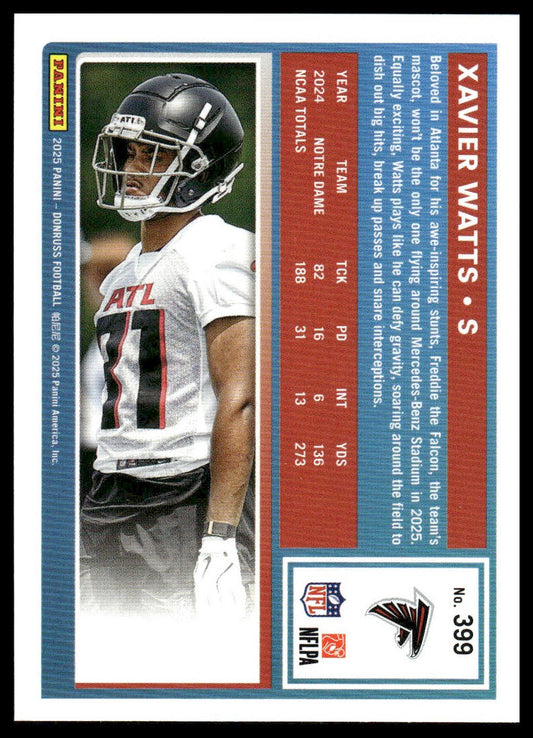 Xavier Watts 2025 Donruss #399 Press Proofs Green RC