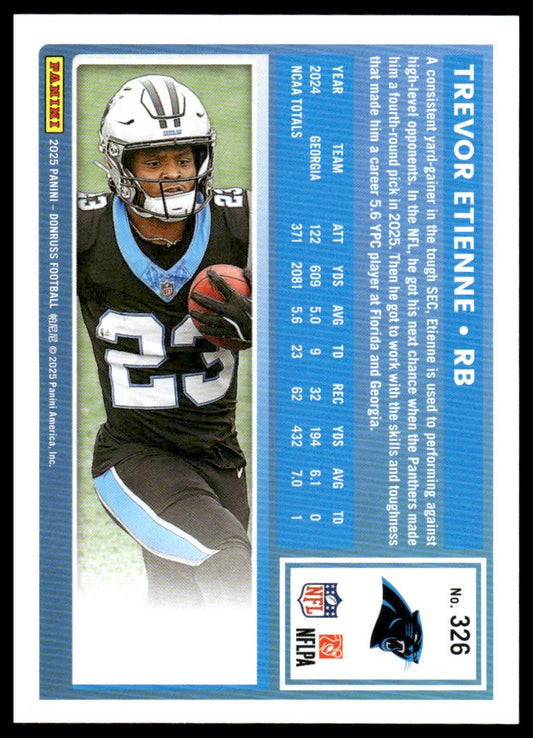 Trevor Etienne 2025 Donruss #326 Press Proofs Green RC