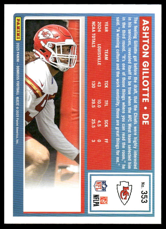 Ashton Gillotte 2025 Donruss #353 Press Proofs Green RC