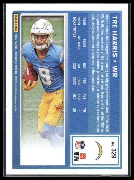 Tre Harris 2025 Donruss #329 Press Proofs Blue RC