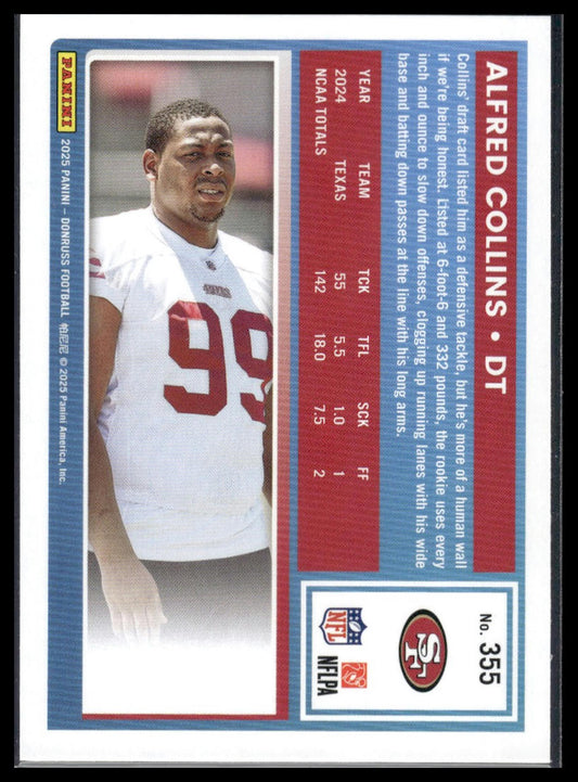 Alfred Collins 2025 Donruss #355 Optic Rated Rookies Preview Pink RC