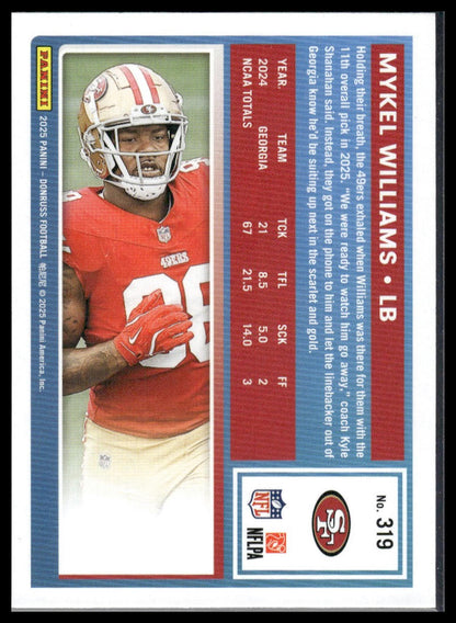 Mykel Williams 2025 Donruss #319 Optic Rated Rookies Preview Red Pandora RC