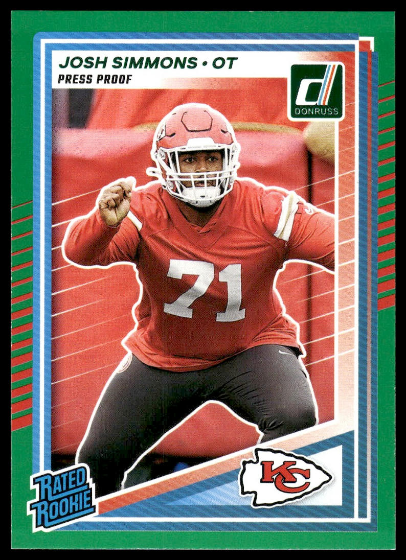 Josh Simmons 2025 Donruss #368 Press Proofs Blue RC