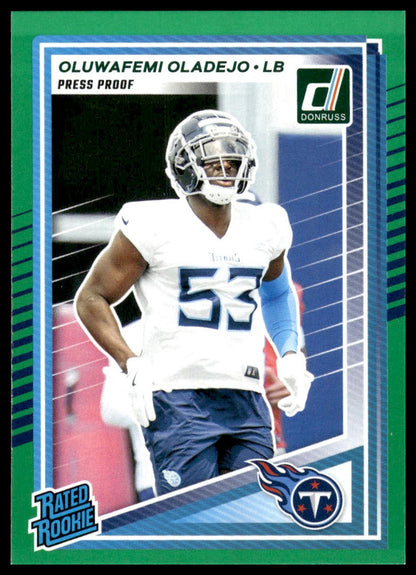 Oluwafemi Oladejo 2025 Donruss #384 Press Proofs Blue RC