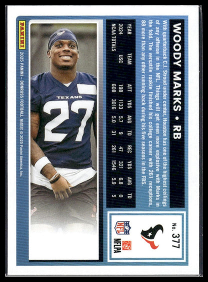 Woody Marks 2025 Donruss #377 Press Proofs Purple RC
