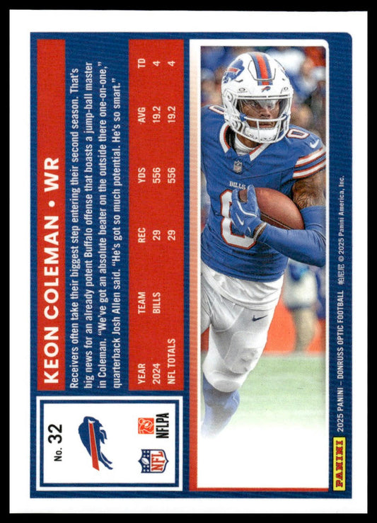 Keon Coleman 2025 Donruss Optic #32 Holo