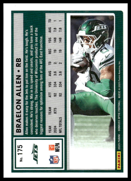 Braelon Allen 2025 Donruss Optic #175 Electricity