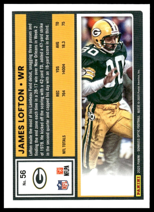 James Lofton 2025 Donruss Optic #56 Orange