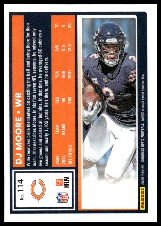 DJ Moore 2025 Donruss Optic #114 Holo