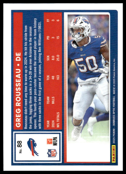Greg Rousseau 2025 Donruss Optic #88 Holo