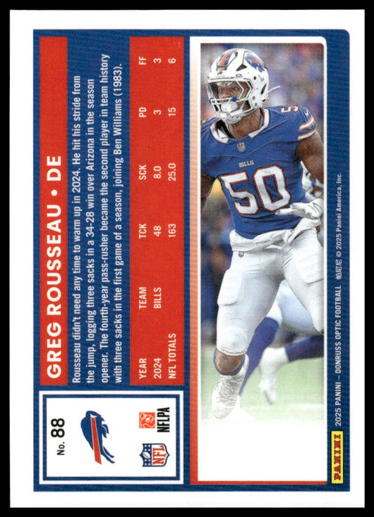 Greg Rousseau 2025 Donruss Optic #88 Holo