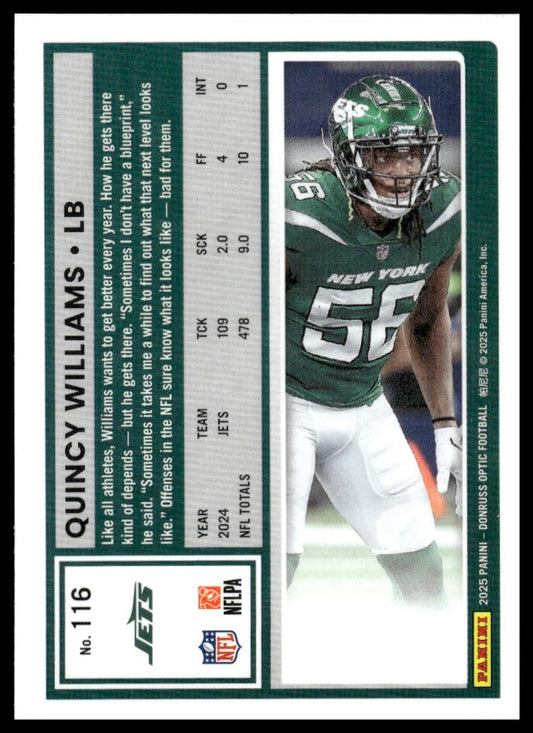 Quincy Williams 2025 Donruss Optic #116 Pink Velocity