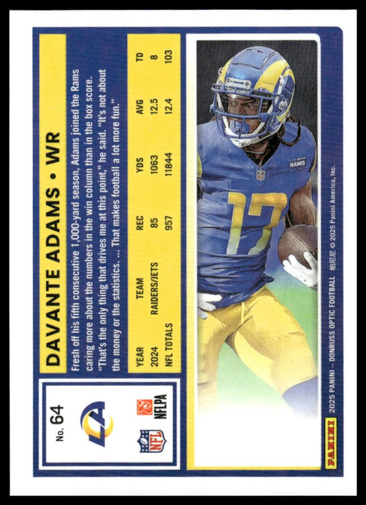 Davante Adams 2025 Donruss Optic #64 Freedom