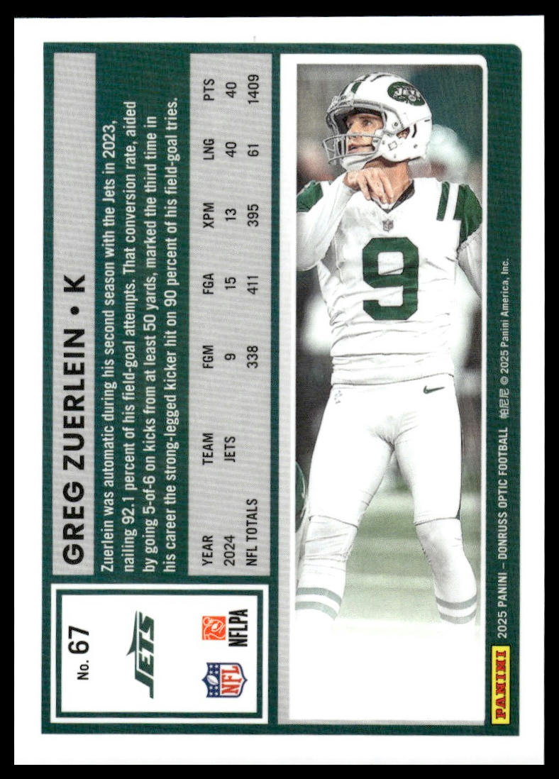 Greg Zuerlein 2025 Donruss Optic #67 Pink Velocity