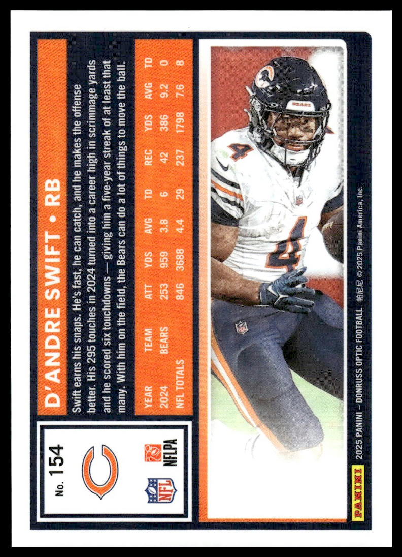 D'Andre Swift 2025 Donruss Optic #154 Holo