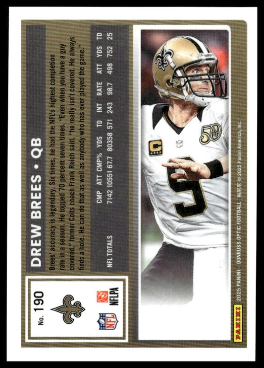 Drew Brees 2025 Donruss Optic #190 Holo