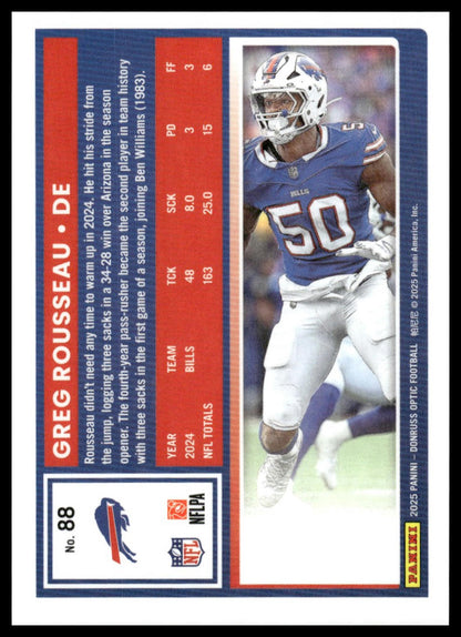 Greg Rousseau 2025 Donruss Optic #88 Holo