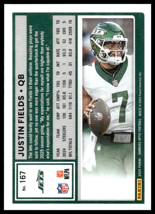 Justin Fields 2025 Donruss Optic #167 Red
