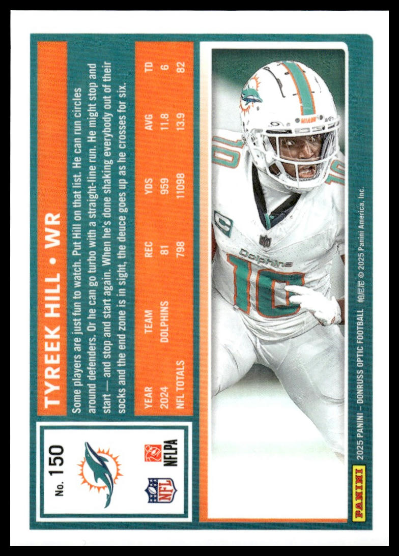 Tyreek Hill 2025 Donruss Optic #150 Holo