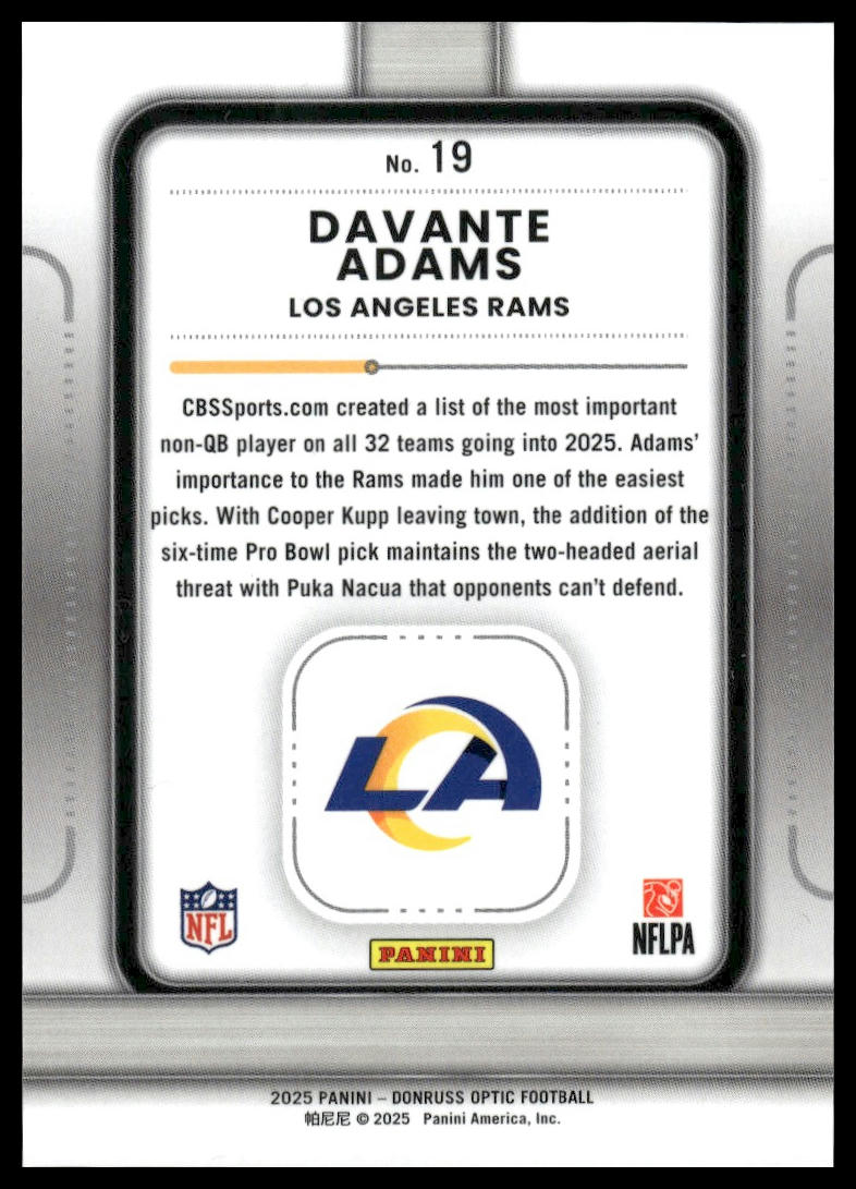 Davante Adams 2025 Donruss Optic #19 Play Action