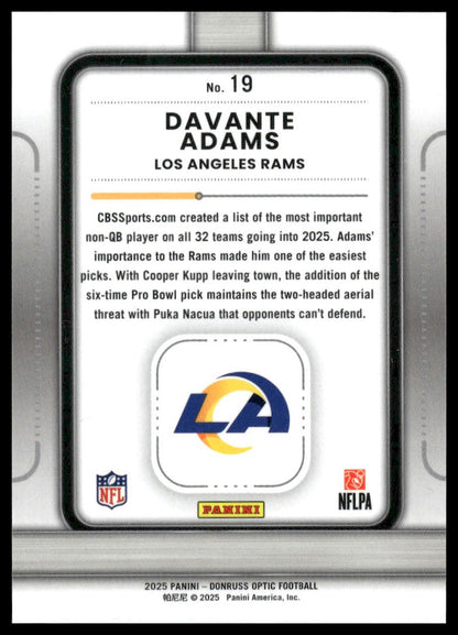 Davante Adams 2025 Donruss Optic #19 Play Action