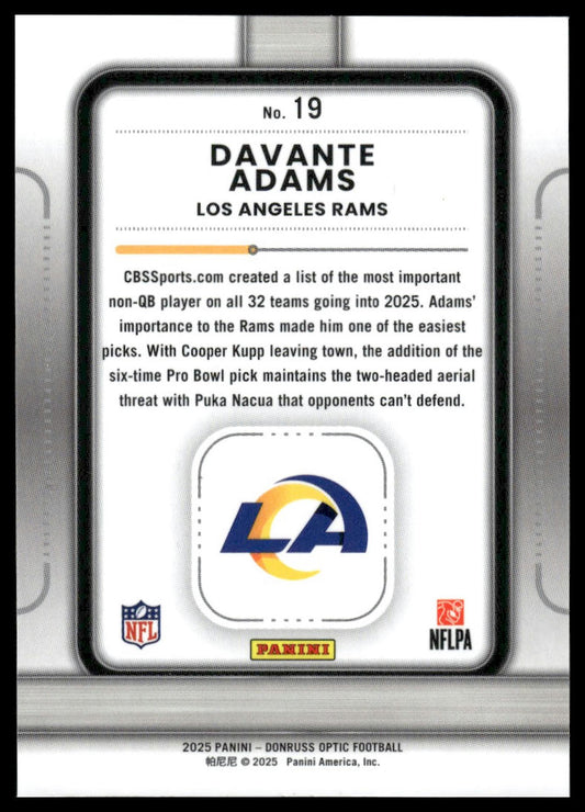 Davante Adams 2025 Donruss Optic #19 Play Action