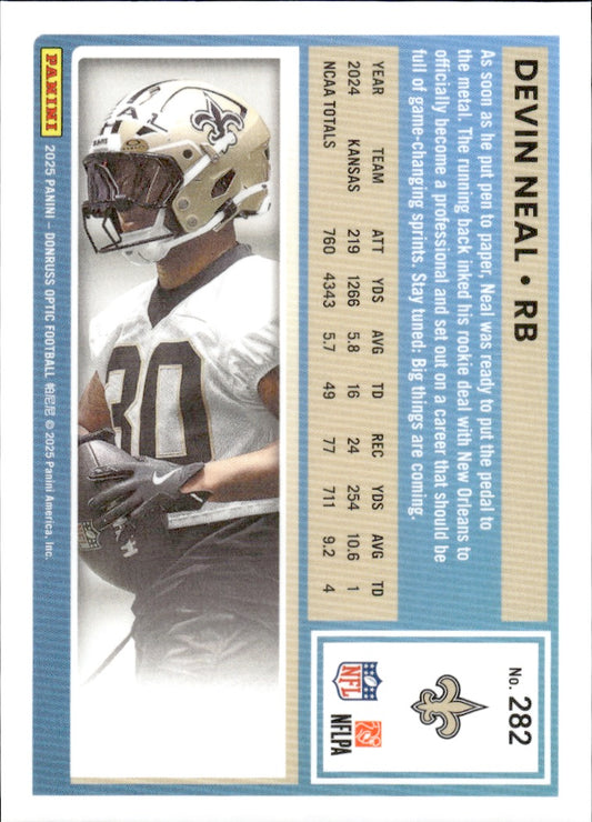 Devin Neal 2025 Donruss Optic #282 Stars RC