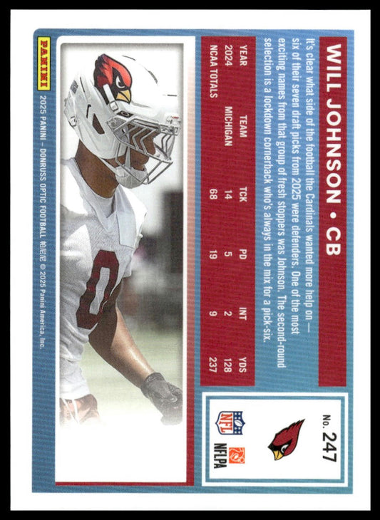 Will Johnson 2025 Donruss Optic #247 Blue Hyper RC