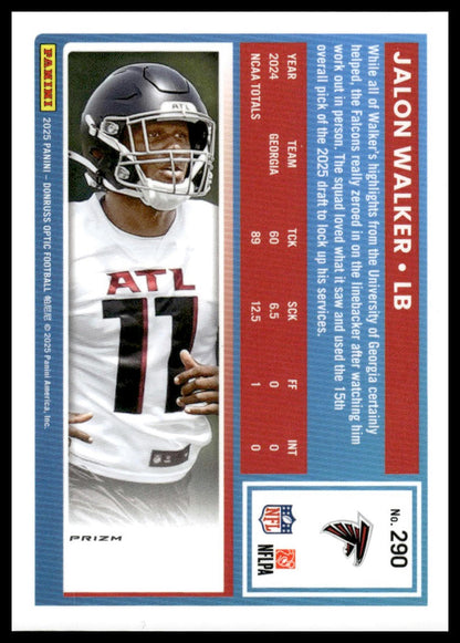 Jalon Walker 2025 Donruss Optic #290 Holo RC