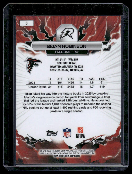 2025 Topps Resurgence #5 Bijan Robinson Blue & Orange Spark Refractor