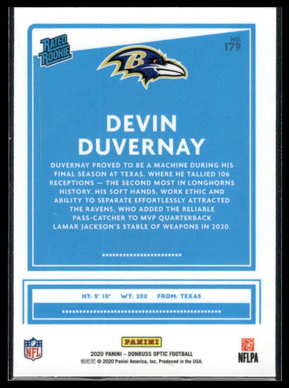 Devin Duvernay 2020 Donruss Optic #179 Blue Hyper RC