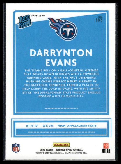 Darrynton Evans 2020 Donruss Optic #183 Bronze RC