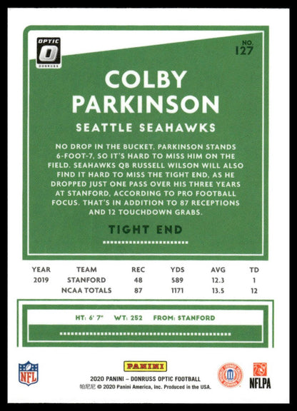 Colby Parkinson 2020 Donruss Optic #127 Holo RC