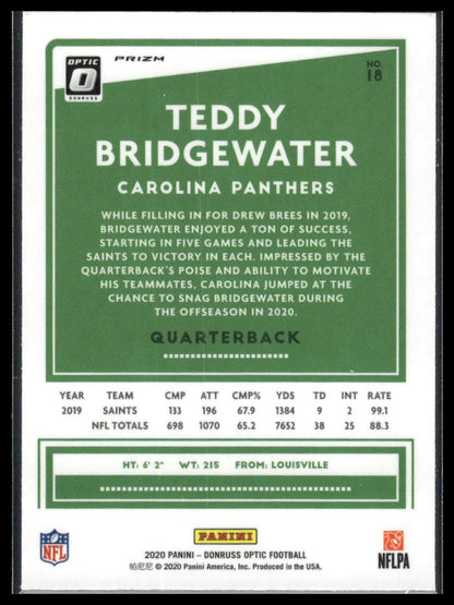 Teddy Bridgewater 2020 Donruss Optic #18 Red
