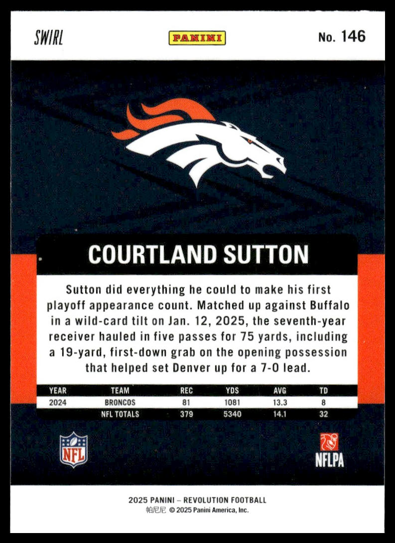 Courtland Sutton 2025 Panini Revolution #146 Red Storm
