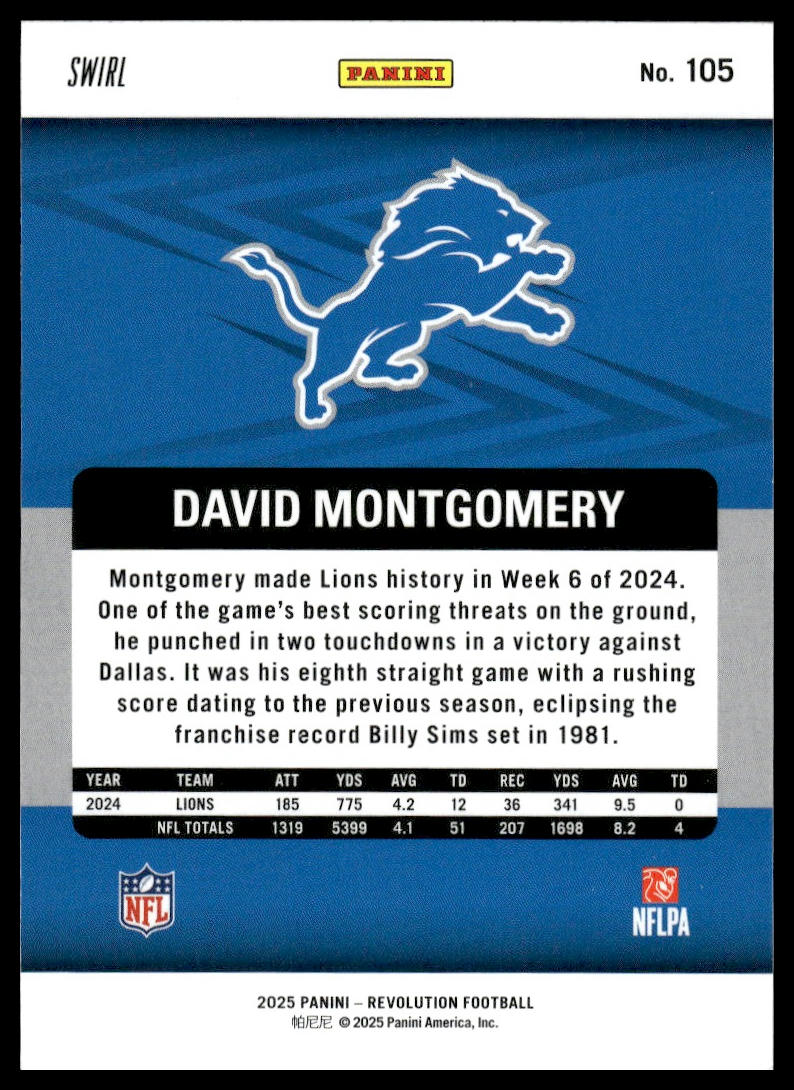 David Montgomery 2025 Panini Revolution #105 Red Astro