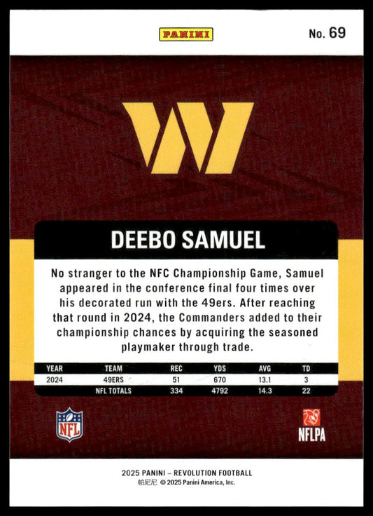 Deebo Samuel 2025 Panini Revolution #69 Teal Storm