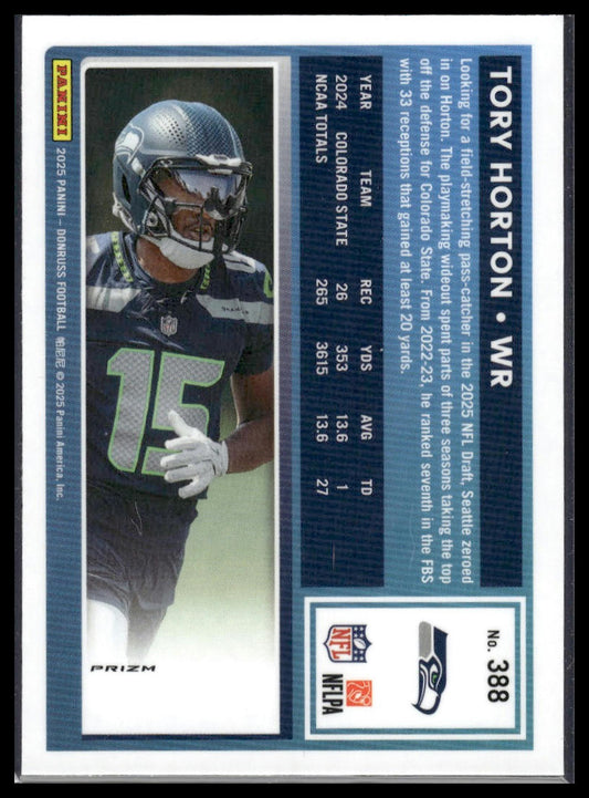 Tory Horton 2025 Donruss #388 Optic Rated Rookies Preview Pink RC