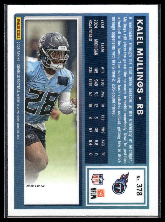 Kalel Mullings 2025 Donruss #378 Optic Rated Rookies Preview Blue Scope RC