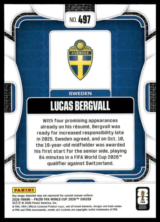 2026 Panini Prizm FIFA World Cup #497 Lucas Bergvall Silver Prizm