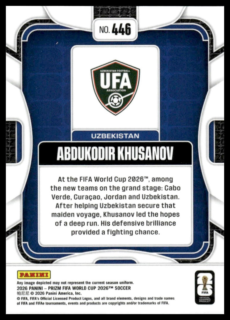 2026 Panini Prizm FIFA World Cup #446 Abdukodir Khusanov Silver Prizm